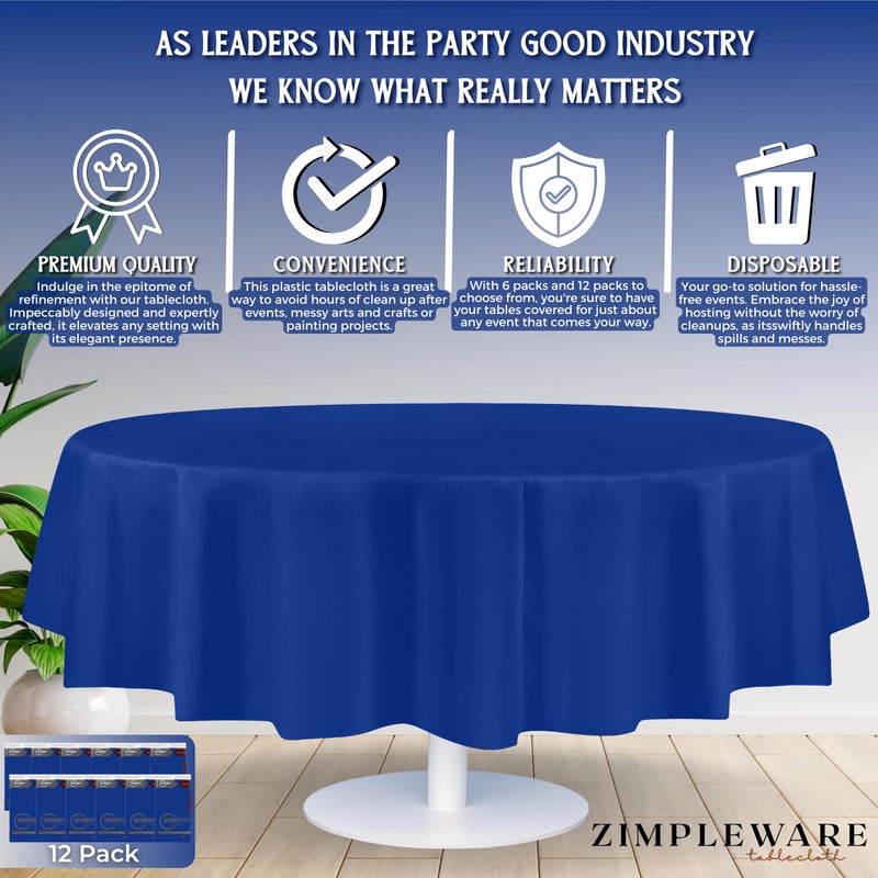 ZIMPLEWARE Premium Blue Plastic Table Cloth Disposable (12 Pack) Round Tablecloth (84in) Party Table Cloths Disposable, Perfect Table Cloth Round Cover for Any Table Up to 6 Feet - Image 3